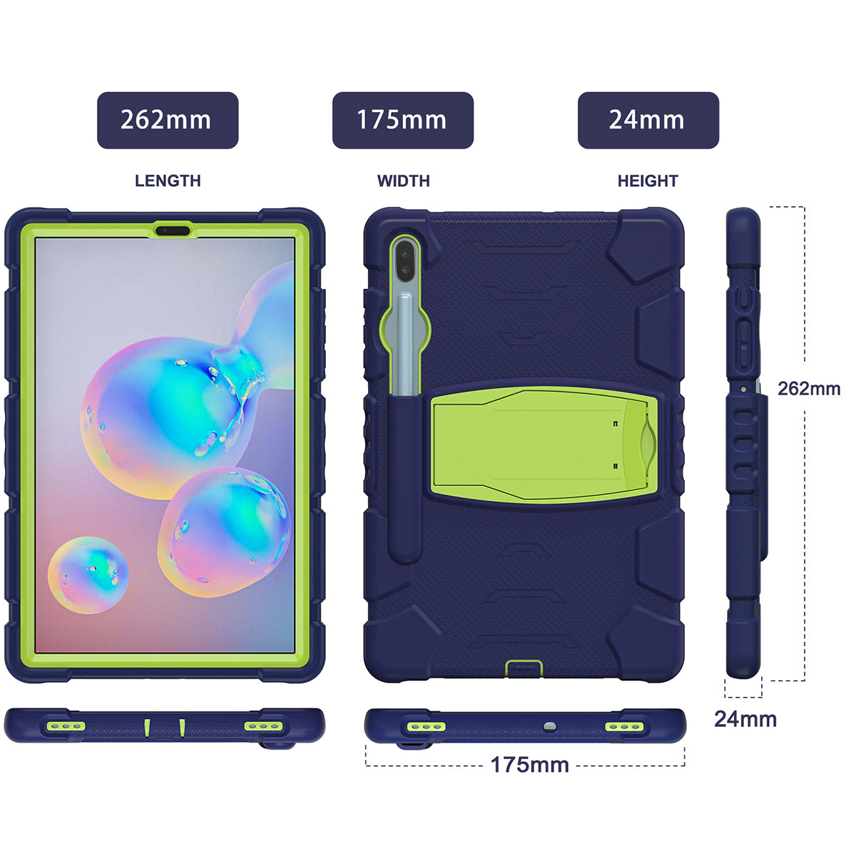 Impact Resistant PC + Soft Silicone Tablet Cover Case with Kickstand for Samsung Galaxy Tab S6 SM-T860 (Wi-Fi)/SM-T865 (LTE)/SM-T867