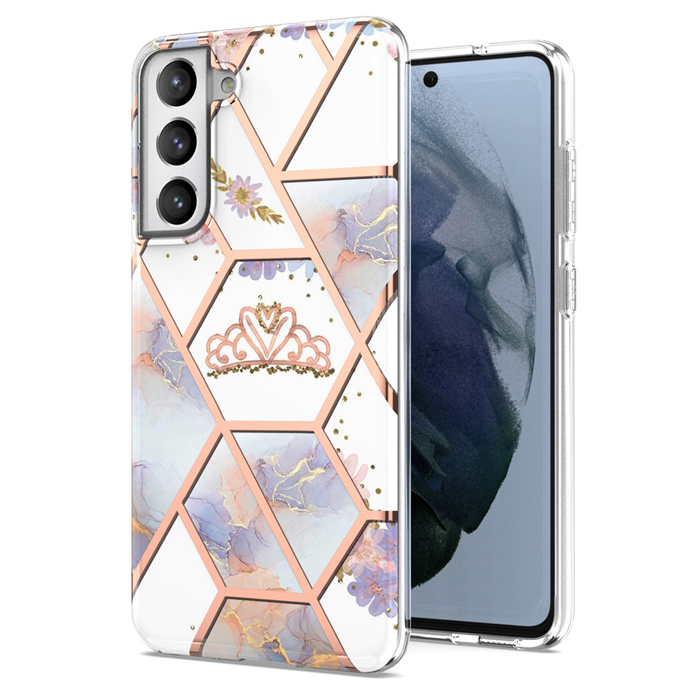 2.0mm IMD IML Electroplating Marble Phone Case Flower Pattern Shell for Samsung Galaxy S21 5G/4G