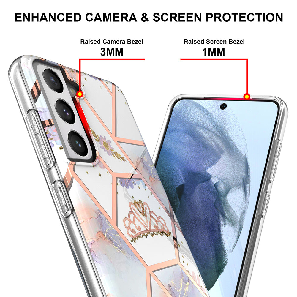2.0mm IMD IML Electroplating Marble Phone Case Flower Pattern Shell for Samsung Galaxy S21 5G/4G