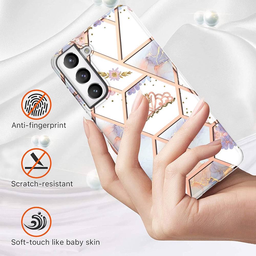 2.0mm IMD IML Electroplating Marble Phone Case Flower Pattern Shell for Samsung Galaxy S21 5G/4G