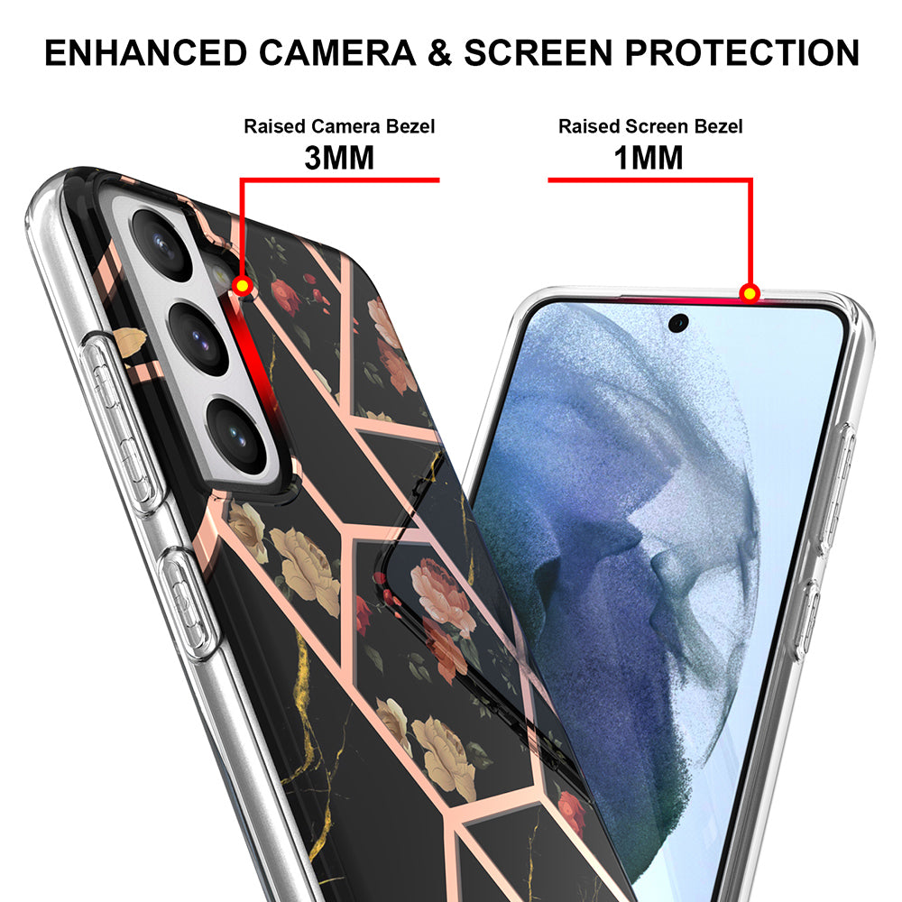 2.0mm IMD IML Electroplating Marble Phone Case Flower Pattern Shell for Samsung Galaxy S21 5G/4G