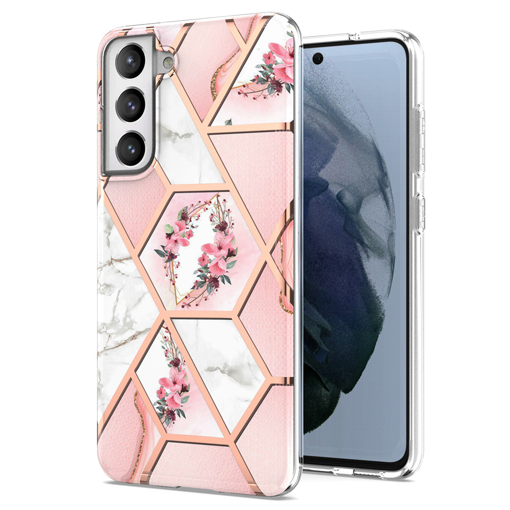 2.0mm IMD IML Electroplating Marble Phone Case Flower Pattern Shell for Samsung Galaxy S21 5G/4G