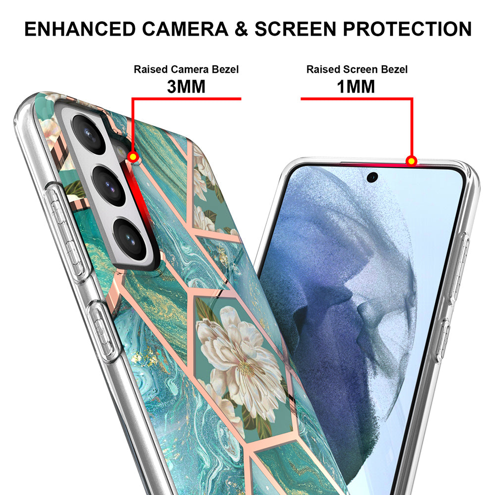 2.0mm IMD IML Electroplating Marble Phone Case Flower Pattern Shell for Samsung Galaxy S21 5G/4G