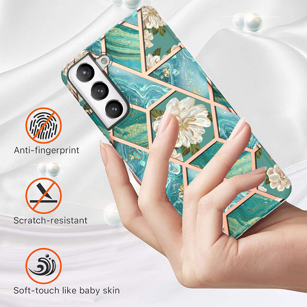 2.0mm IMD IML Electroplating Marble Phone Case Flower Pattern Shell for Samsung Galaxy S21 5G/4G