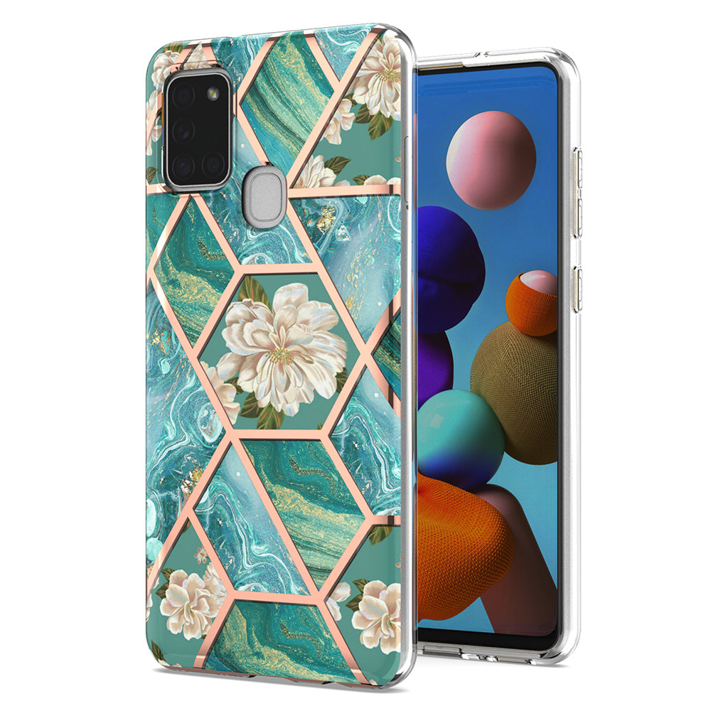 2.0mm IMD IML Electroplating Marble Flower Phone TPU Case for Samsung Galaxy A21s