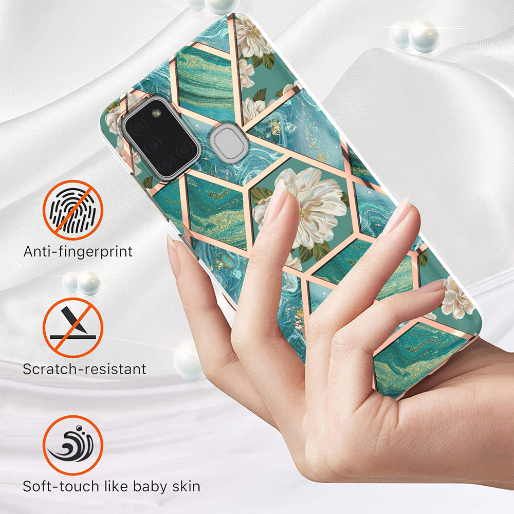 2.0mm IMD IML Electroplating Marble Flower Phone TPU Case for Samsung Galaxy A21s