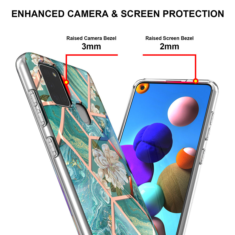 2.0mm IMD IML Electroplating Marble Flower Phone TPU Case for Samsung Galaxy A21s