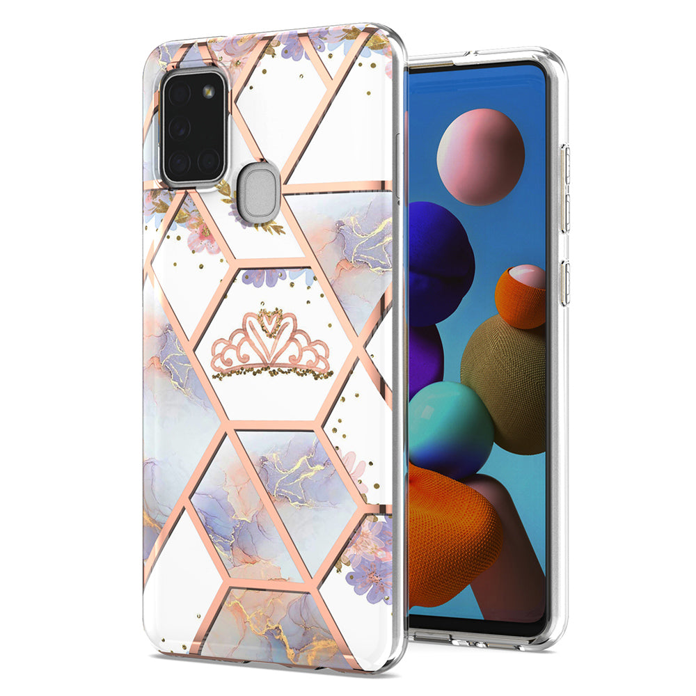 2.0mm IMD IML Electroplating Marble Flower Phone TPU Case for Samsung Galaxy A21s
