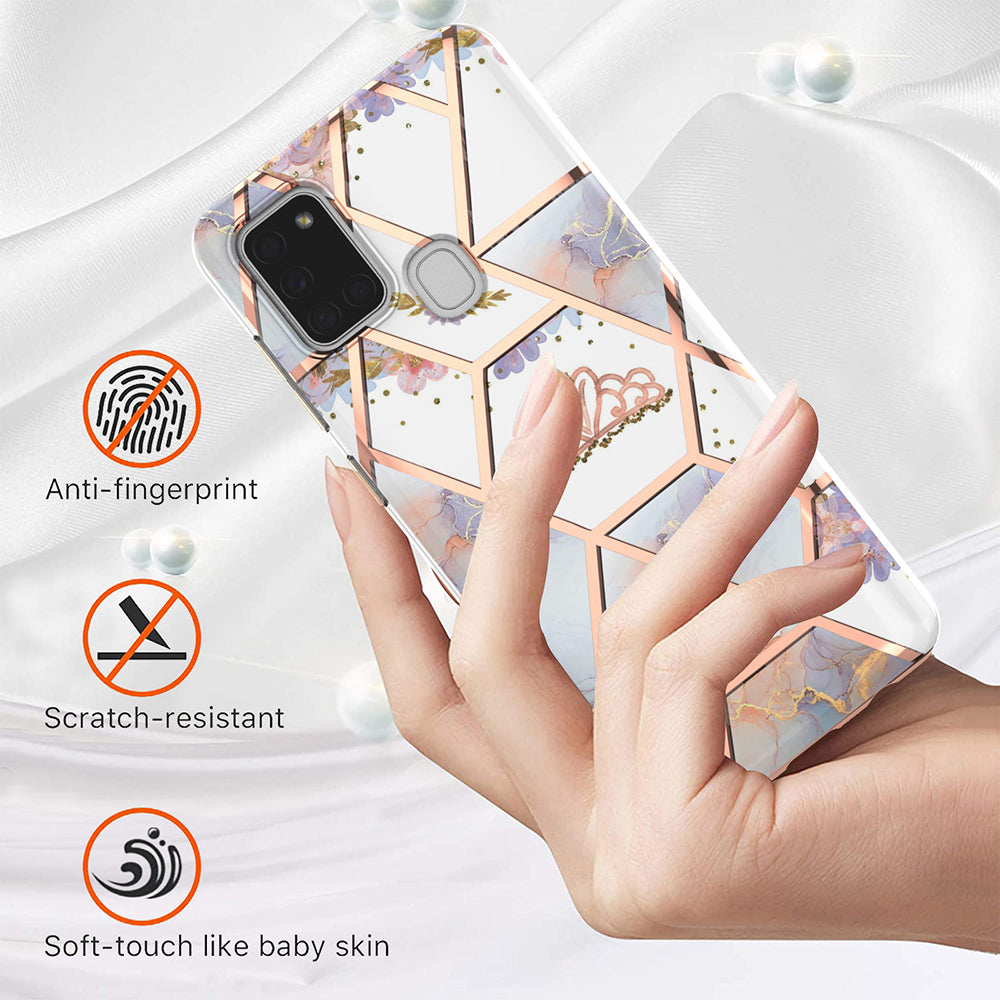 2.0mm IMD IML Electroplating Marble Flower Phone TPU Case for Samsung Galaxy A21s