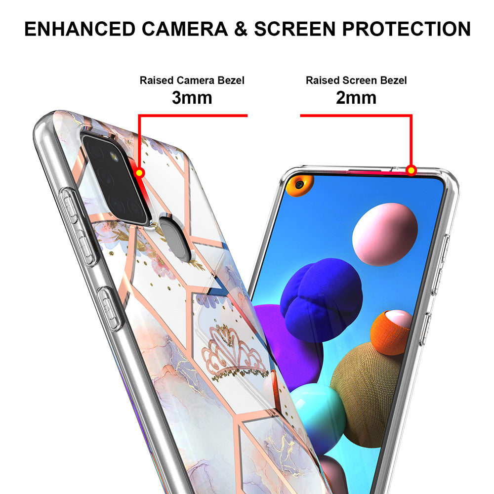 2.0mm IMD IML Electroplating Marble Flower Phone TPU Case for Samsung Galaxy A21s
