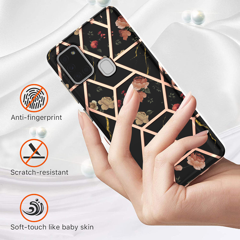 2.0mm IMD IML Electroplating Marble Flower Phone TPU Case for Samsung Galaxy A21s