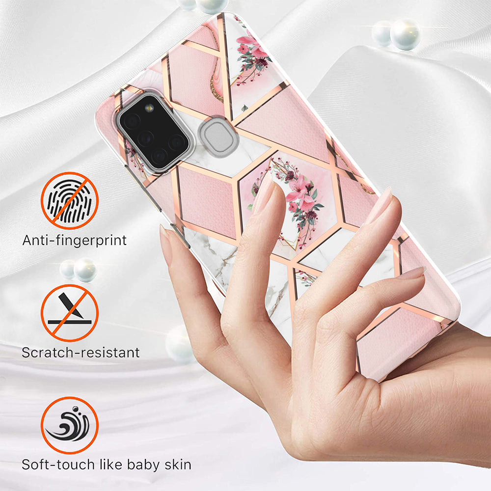 2.0mm IMD IML Electroplating Marble Flower Phone TPU Case for Samsung Galaxy A21s