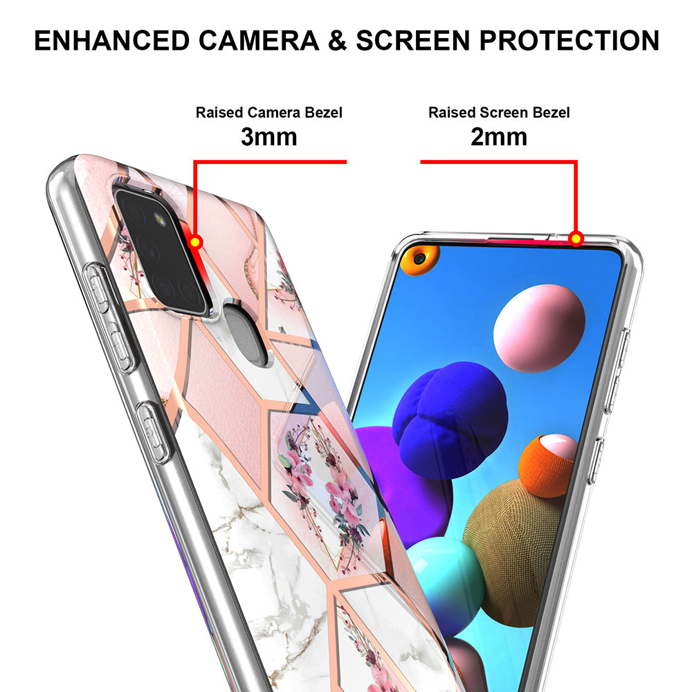 2.0mm IMD IML Electroplating Marble Flower Phone TPU Case for Samsung Galaxy A21s