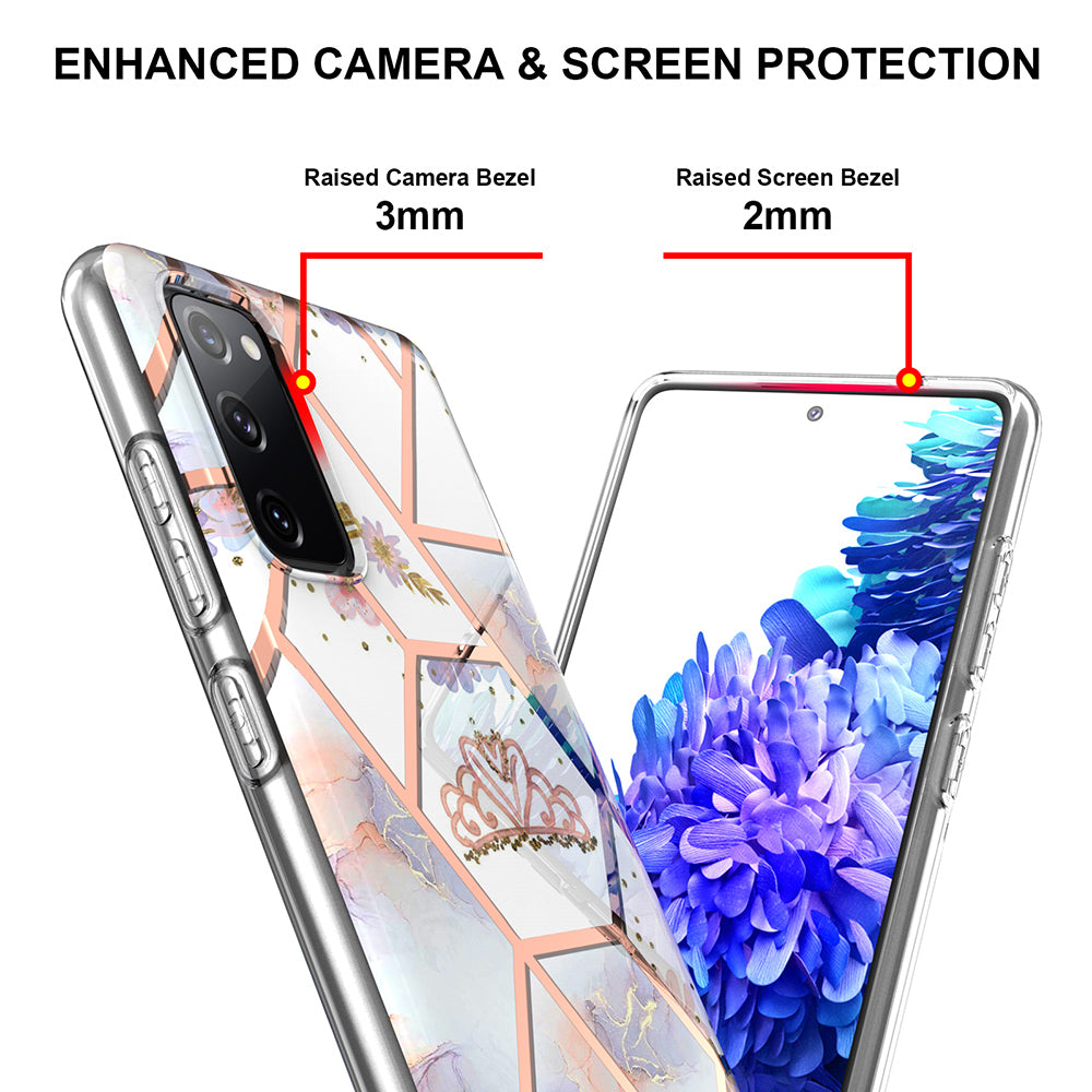 2.0mm IMD IML Flower Pattern Shell Electroplating Marble Phone Case for Samsung Galaxy S20 FE 2022/S20 FE 4G/S20 FE 5G/S20 Lite