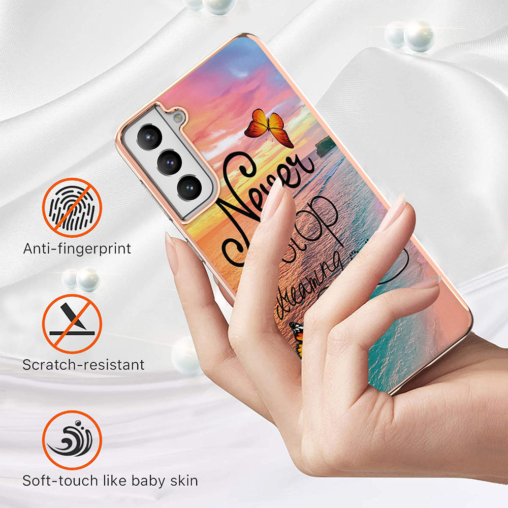 A Series Anti-Scratch Electroplating Slim TPU Drop Protection Cell Phone Case for Samsung Galaxy S21+ 5G