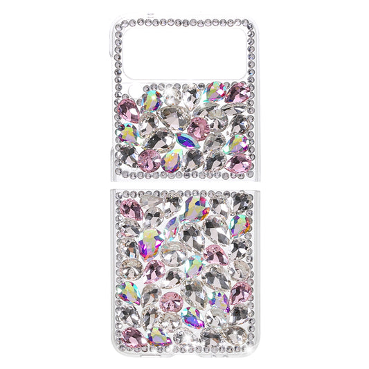 2-Piece Design Rhinestone Decoration Hard PC Cover Shell for Samsung Galaxy Z Flip3 5G
