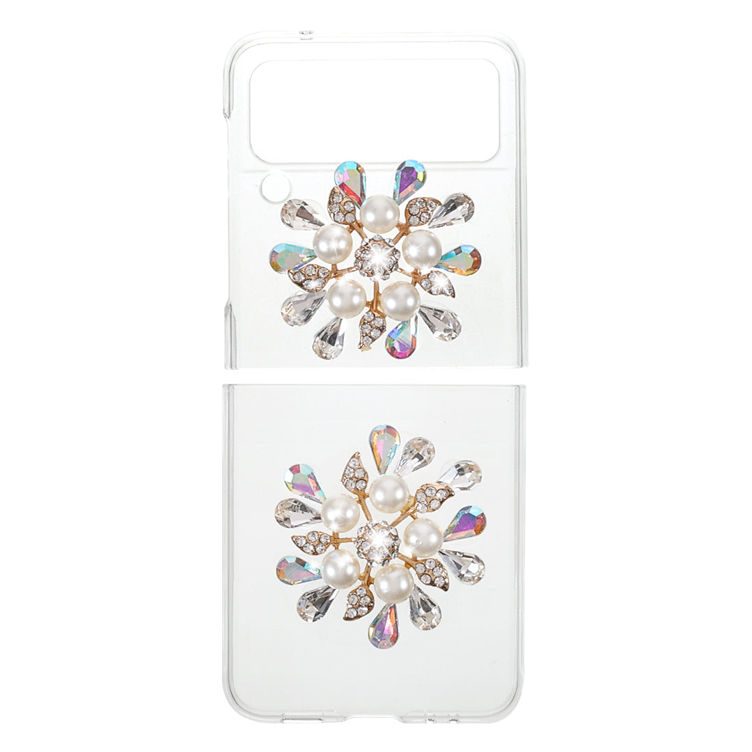 2-Pieces Design Anti-Collision Rhinestone Decoration PC + TPU Hybrid Cover Shell for Samsung Galaxy Z Flip3 5G
