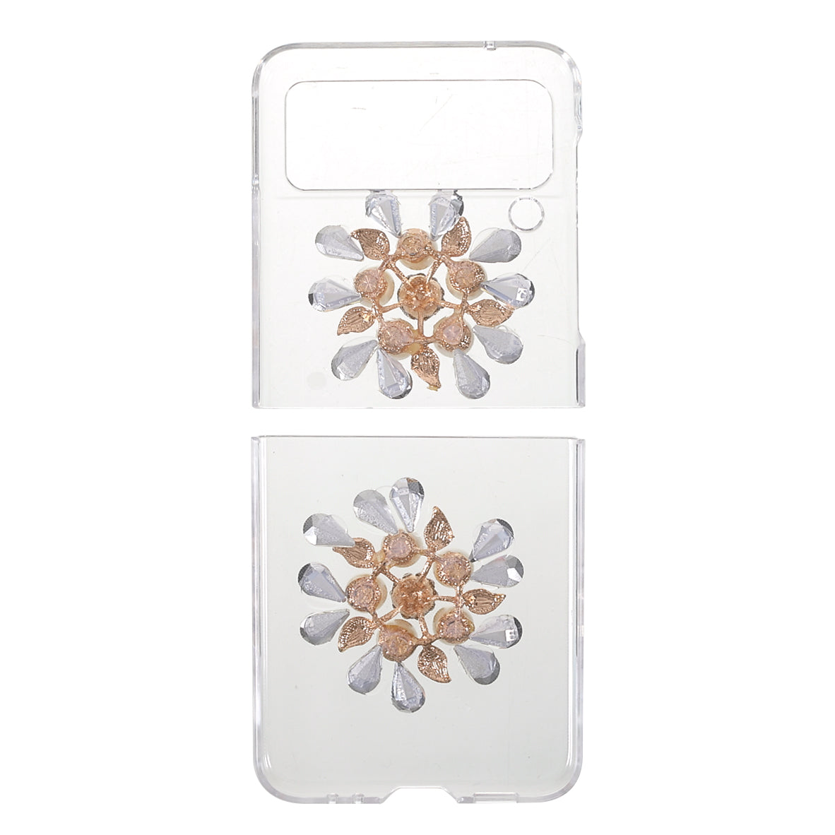 2-Pieces Design Anti-Collision Rhinestone Decoration PC + TPU Hybrid Cover Shell for Samsung Galaxy Z Flip3 5G