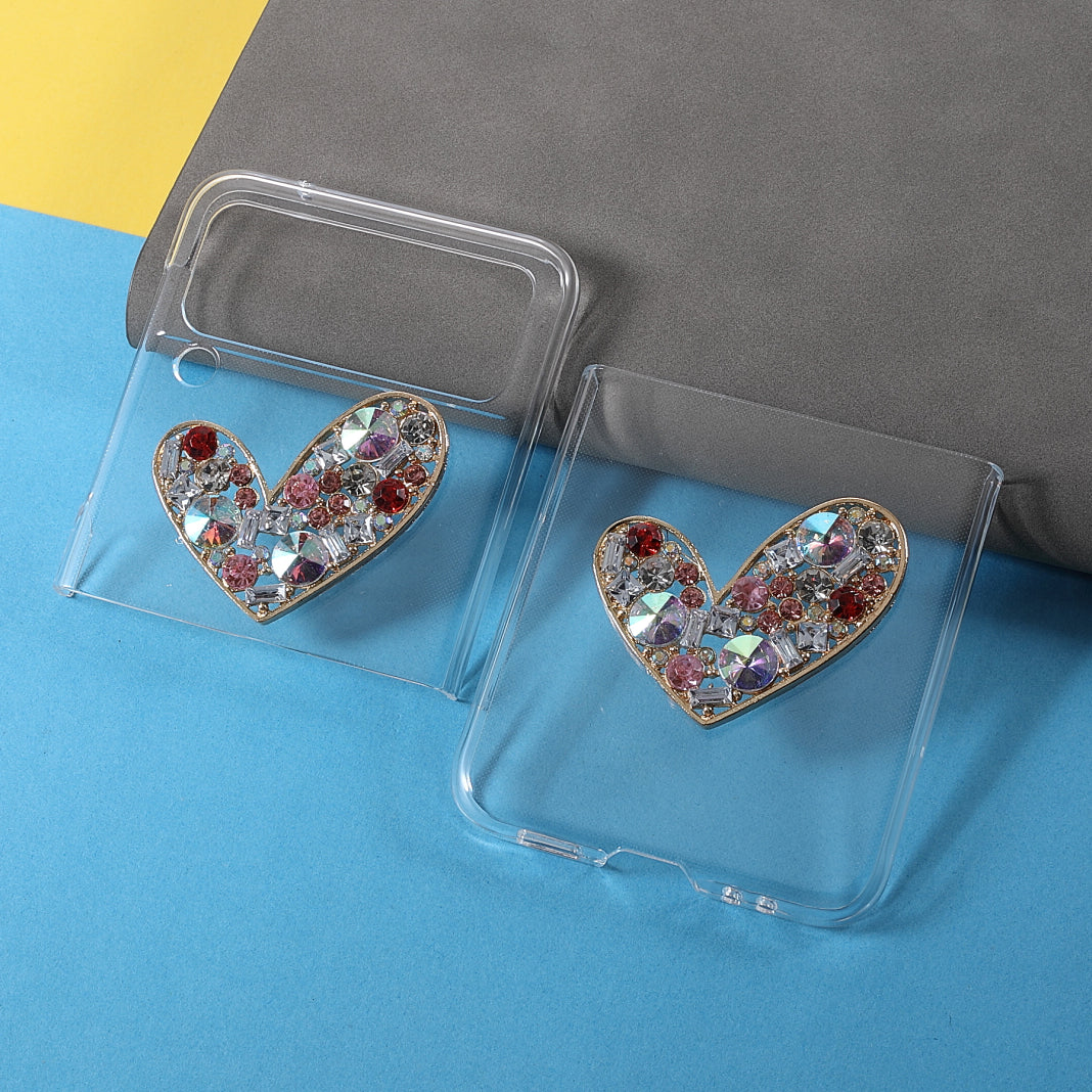 2-Pieces Design Anti-Collision Rhinestone Decoration PC + TPU Hybrid Cover Shell for Samsung Galaxy Z Flip3 5G