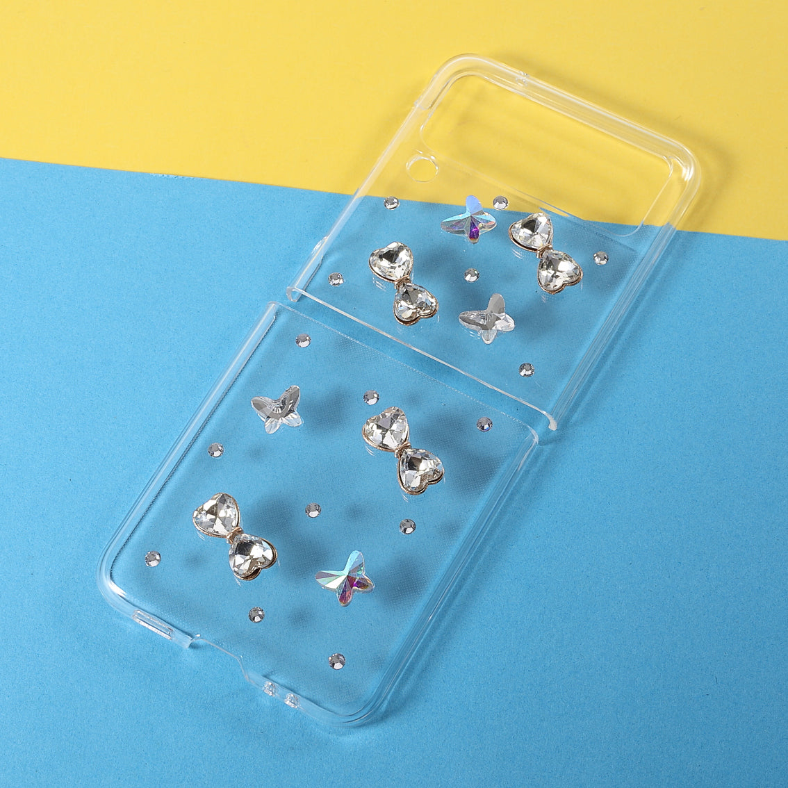 2-Pieces Design Anti-Collision Rhinestone Decoration PC + TPU Hybrid Cover Shell for Samsung Galaxy Z Flip3 5G