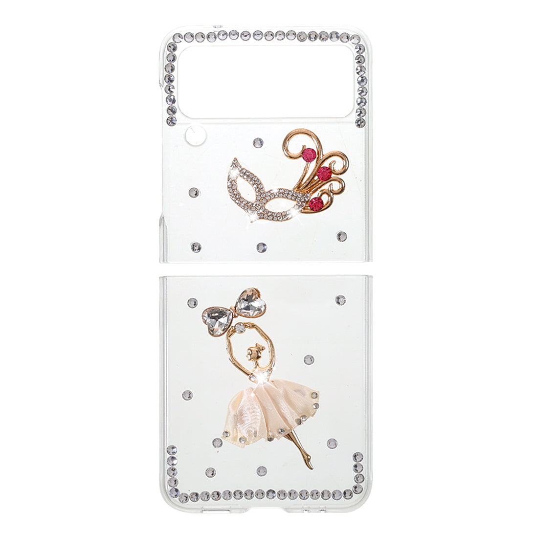 2-Pieces Design Anti-Collision Rhinestone Decoration PC + TPU Hybrid Cover Shell for Samsung Galaxy Z Flip3 5G