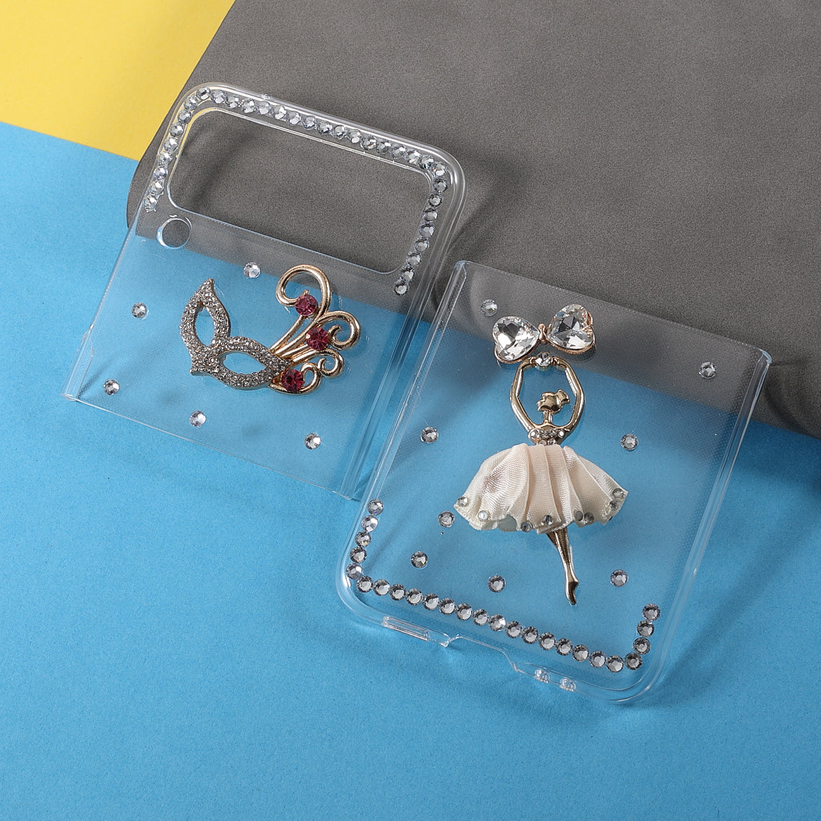 2-Pieces Design Anti-Collision Rhinestone Decoration PC + TPU Hybrid Cover Shell for Samsung Galaxy Z Flip3 5G