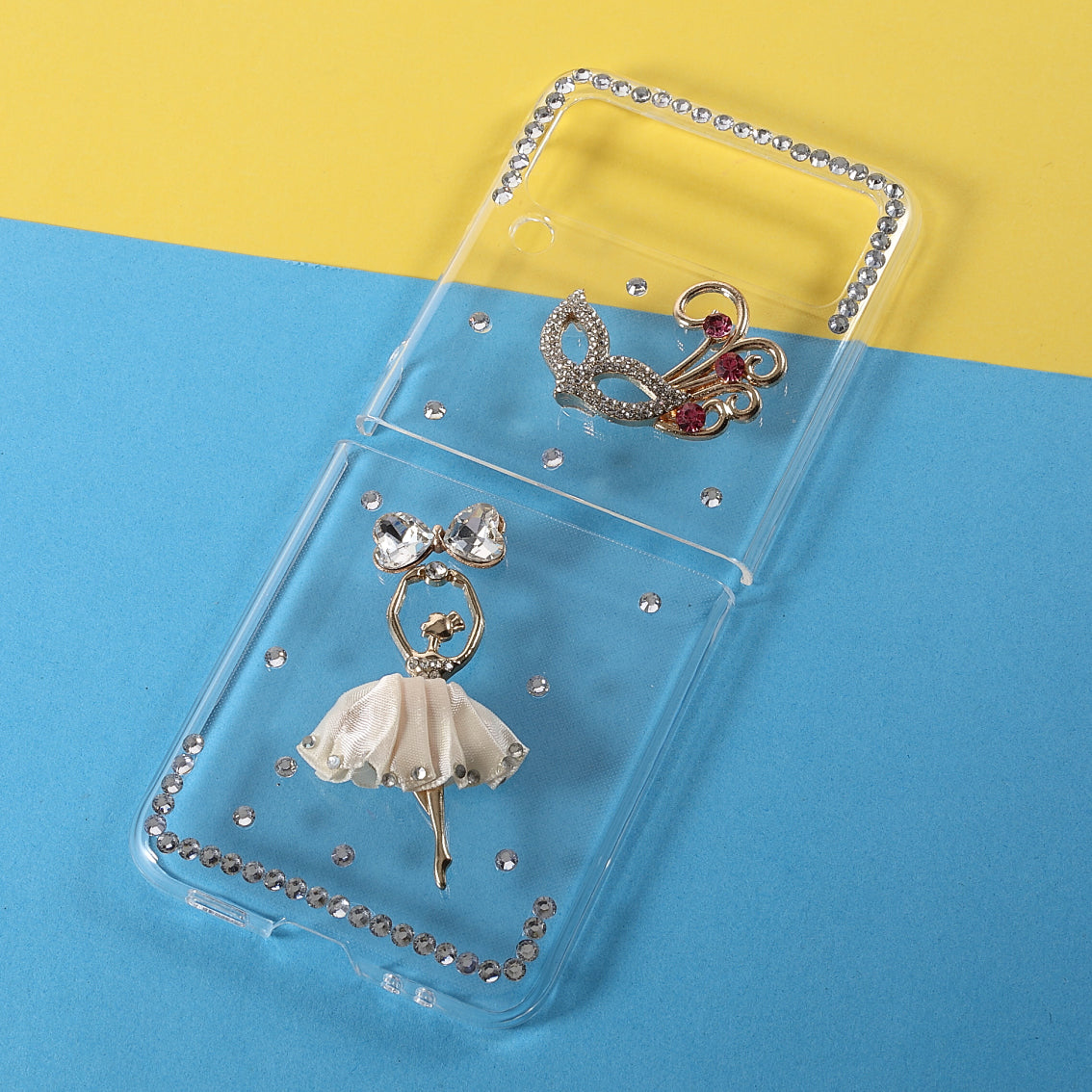2-Pieces Design Anti-Collision Rhinestone Decoration PC + TPU Hybrid Cover Shell for Samsung Galaxy Z Flip3 5G