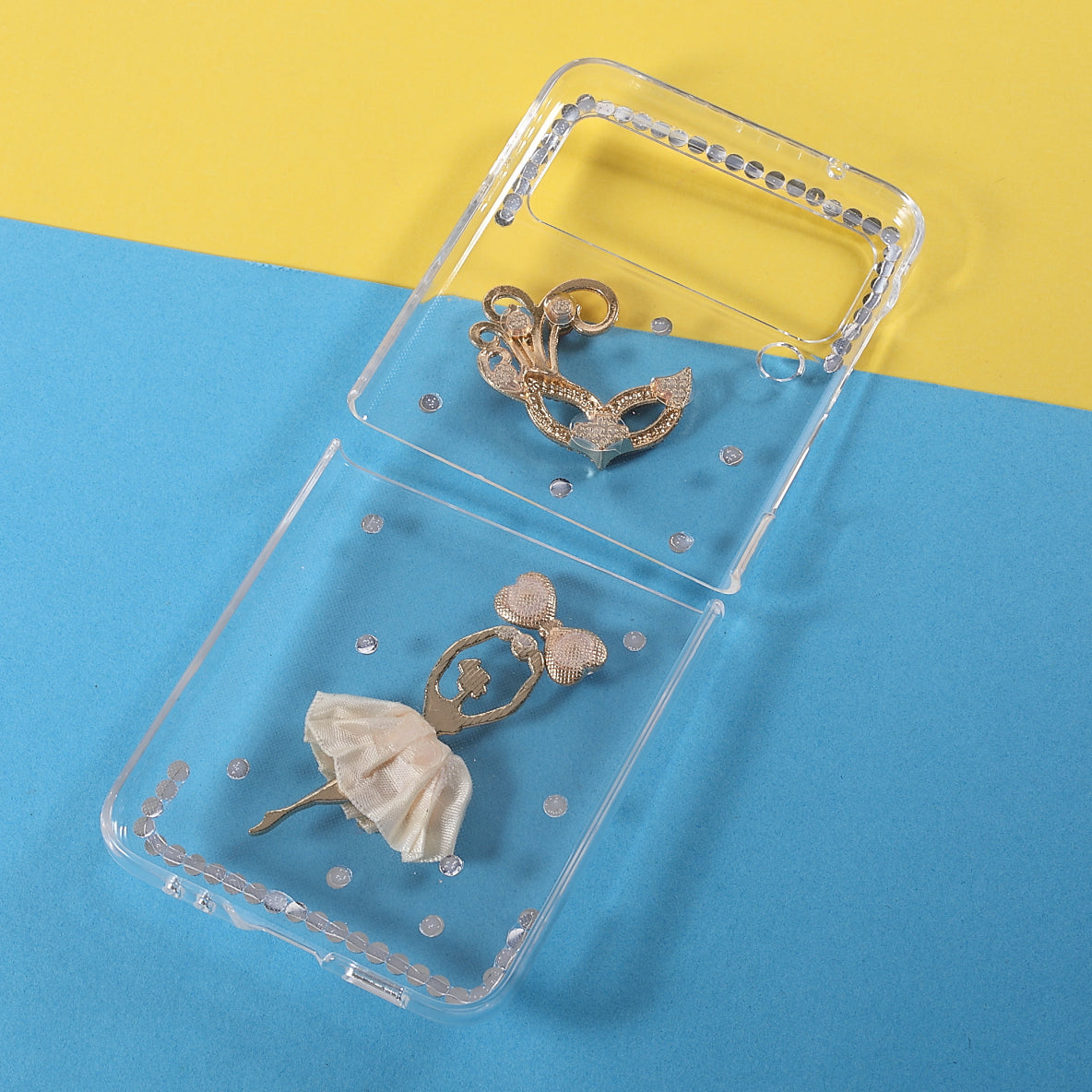 2-Pieces Design Anti-Collision Rhinestone Decoration PC + TPU Hybrid Cover Shell for Samsung Galaxy Z Flip3 5G