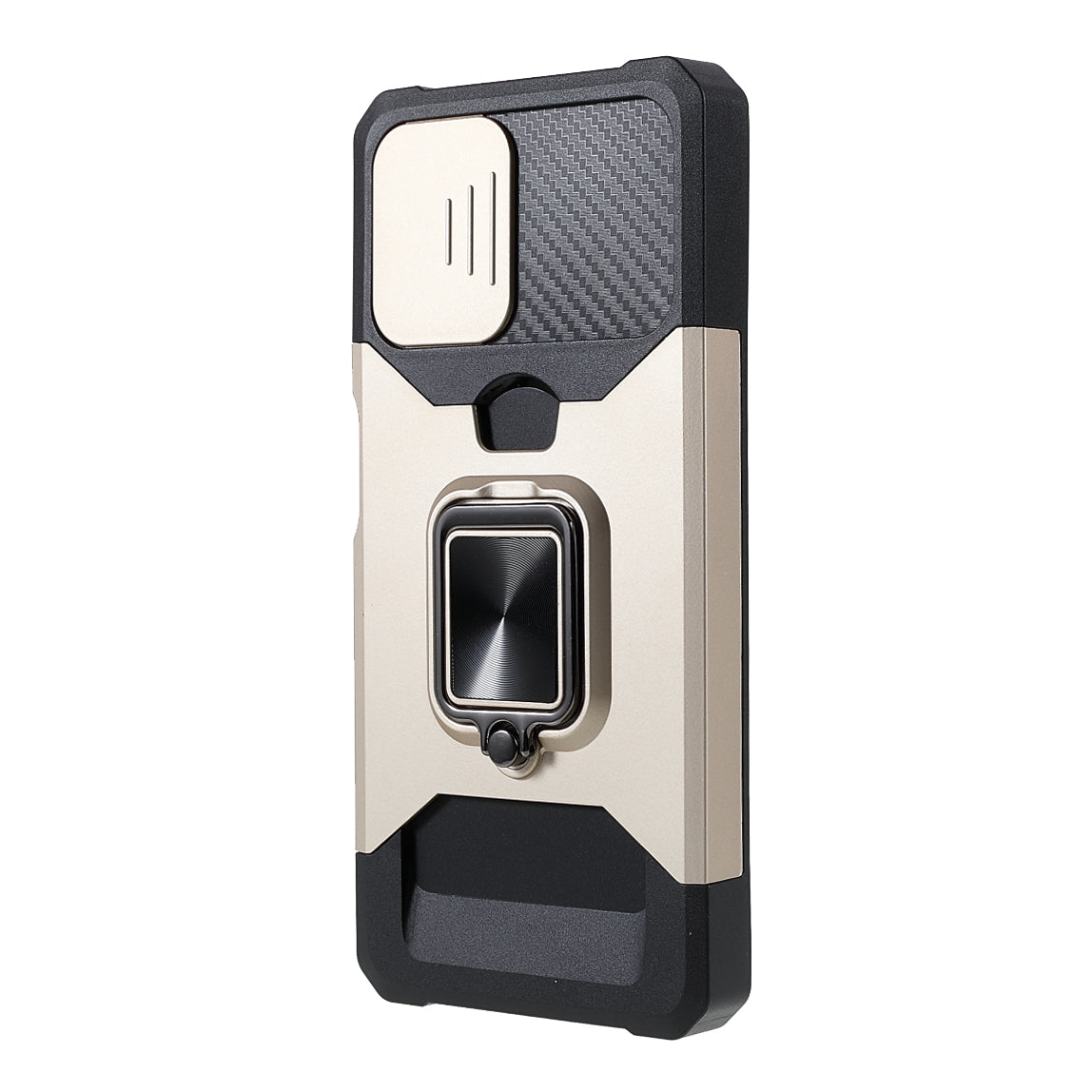 2 in 1 Camera Slider Design Hybrid Phone Case Cover with Kickstand and Card Holder for Samsung Galaxy A22 4G (EU Version)