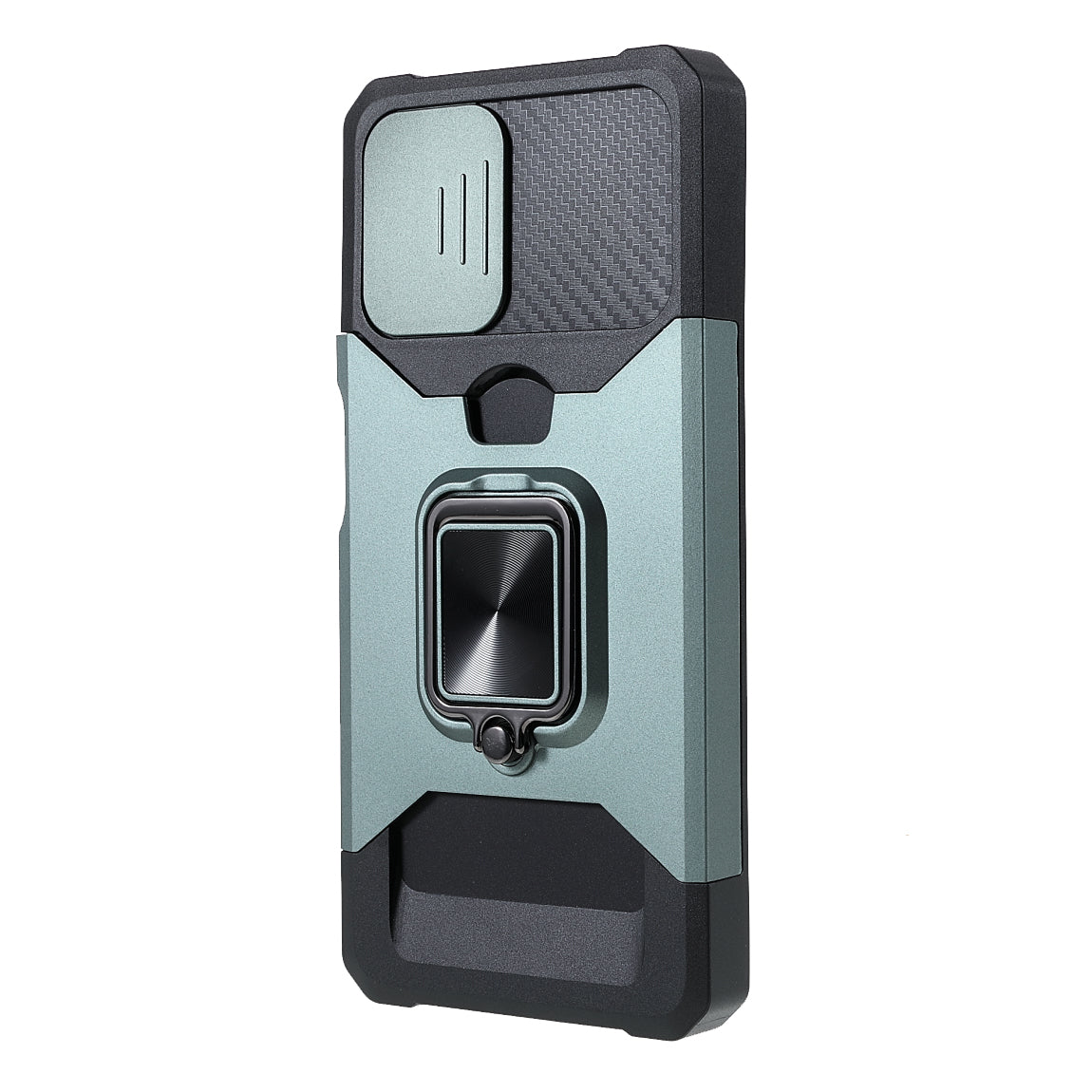 2 in 1 Camera Slider Design Hybrid Phone Case Cover with Kickstand and Card Holder for Samsung Galaxy A22 4G (EU Version)