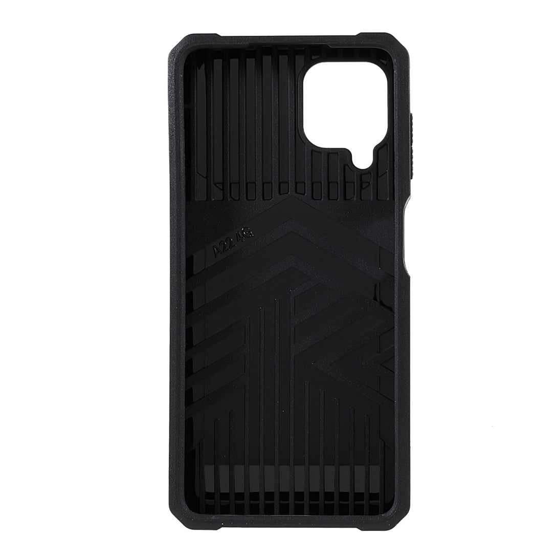2 in 1 Camera Slider Design Hybrid Phone Case Cover with Kickstand and Card Holder for Samsung Galaxy A22 4G (EU Version)