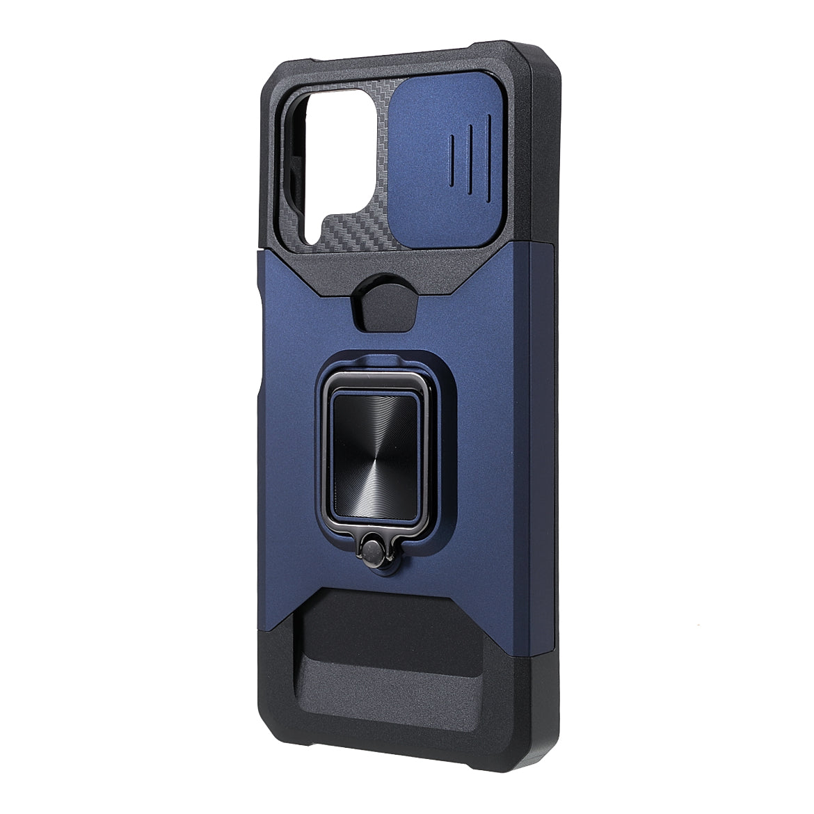 2 in 1 Camera Slider Design Hybrid Phone Case Cover with Kickstand and Card Holder for Samsung Galaxy A22 4G (EU Version)