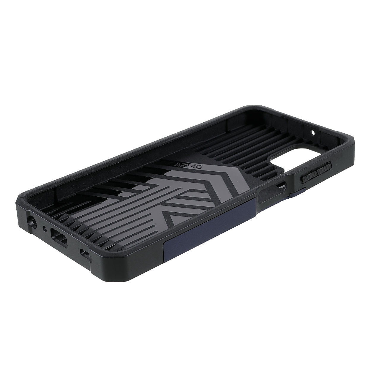 2 in 1 Camera Slider Design Hybrid Phone Case Cover with Kickstand and Card Holder for Samsung Galaxy A22 4G (EU Version)
