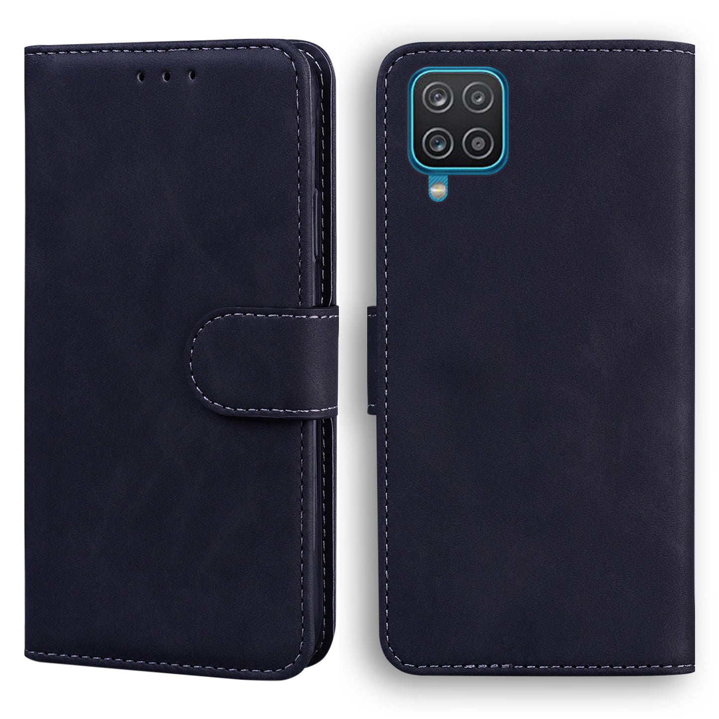 TPU + PU Leather Scratch Resistant Protective Phone Case Cover with Stand and Wallet for Samsung Galaxy M32 (Global Version)