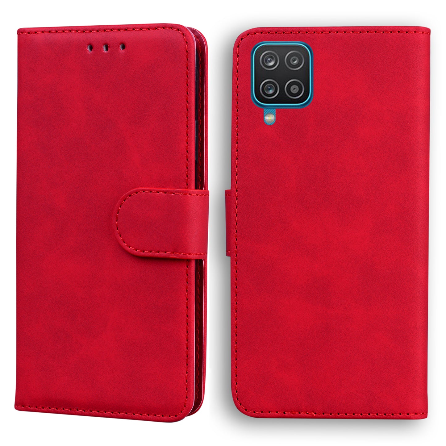 TPU + PU Leather Scratch Resistant Protective Phone Case Cover with Stand and Wallet for Samsung Galaxy M32 (Global Version)
