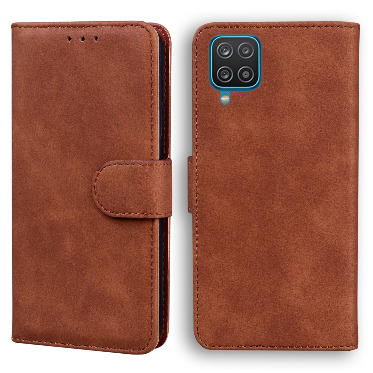 TPU + PU Leather Scratch Resistant Protective Phone Case Cover with Stand and Wallet for Samsung Galaxy M32 (Global Version)