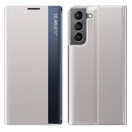 Shockproof Anti-fall Stand Folio Flip Cover Leather Auto-absorbed Phone Case with View Window for Samsung Galaxy S22 5G