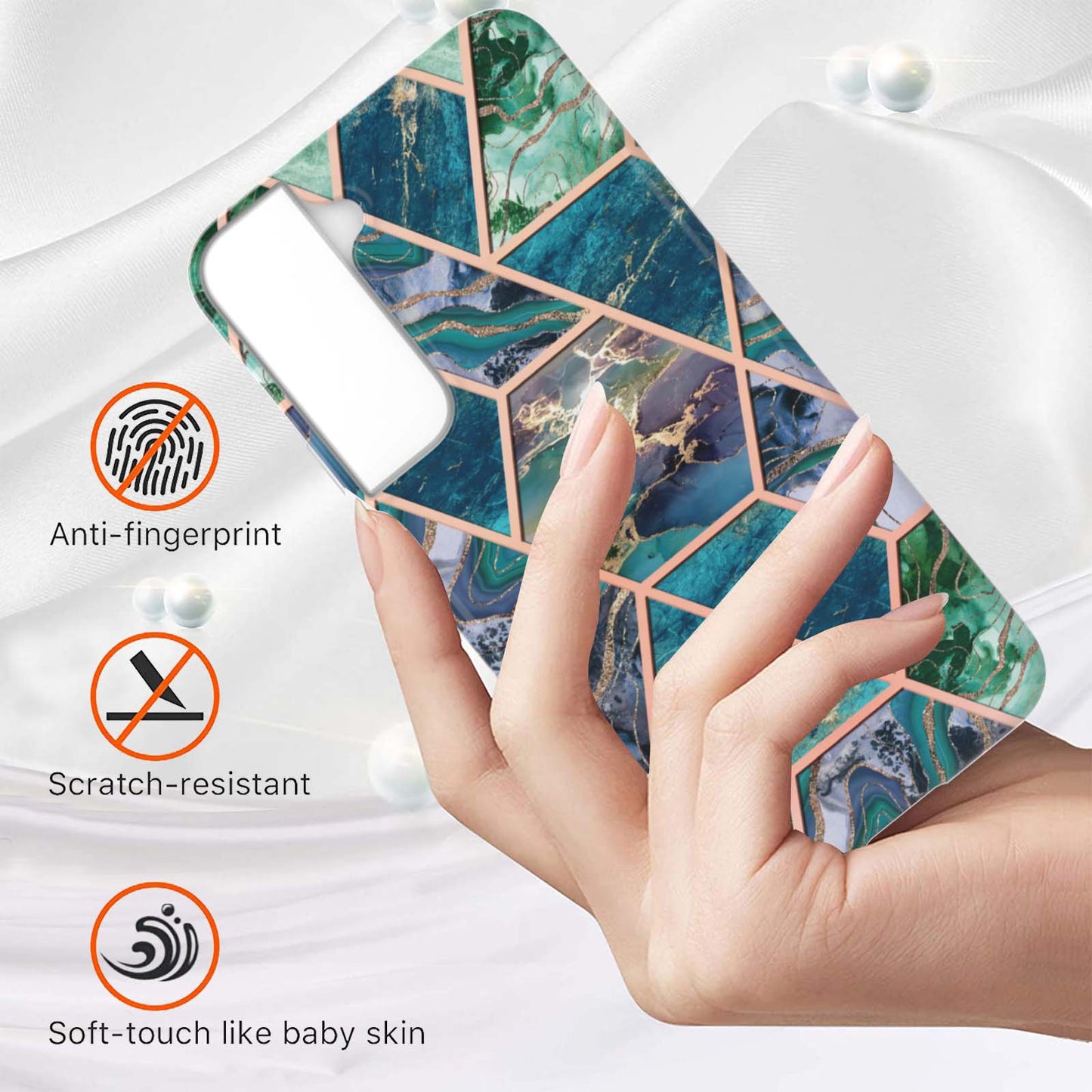 2.0mm Stylish Electroplating Soft TPU IMD Marble Protective Case for Samsung Galaxy S22 5G
