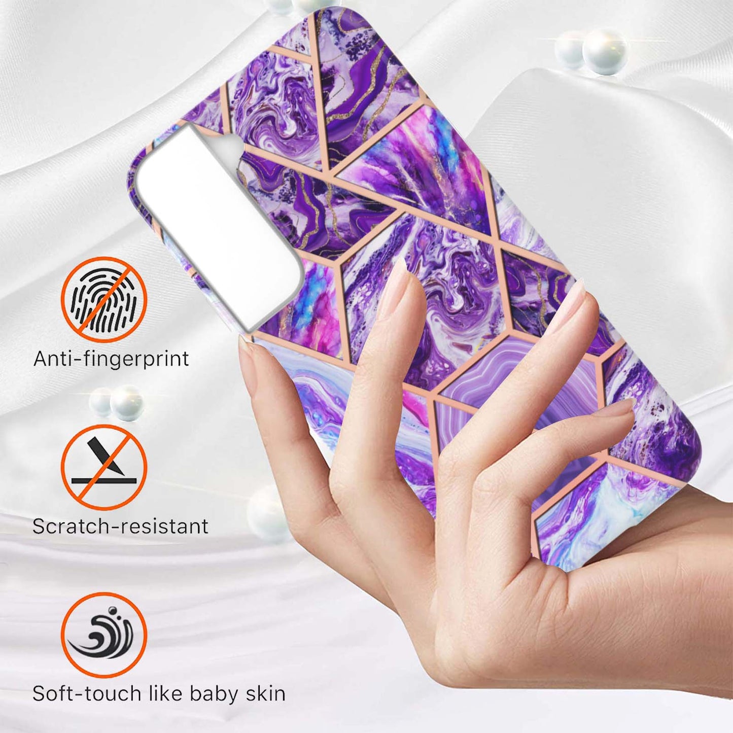 2.0mm Stylish Electroplating Soft TPU IMD Marble Protective Case for Samsung Galaxy S22 5G