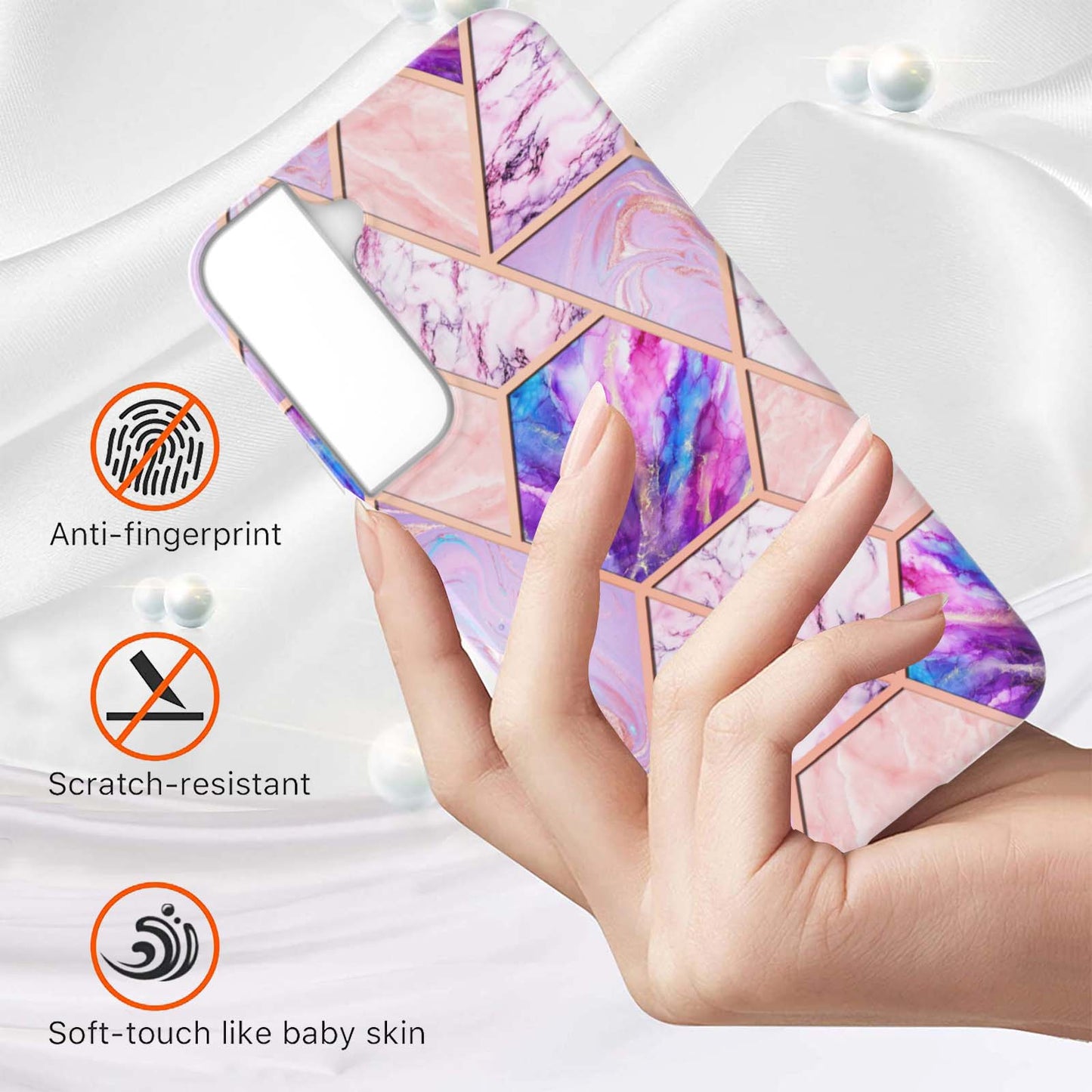 2.0mm Stylish Electroplating Soft TPU IMD Marble Protective Case for Samsung Galaxy S22 5G