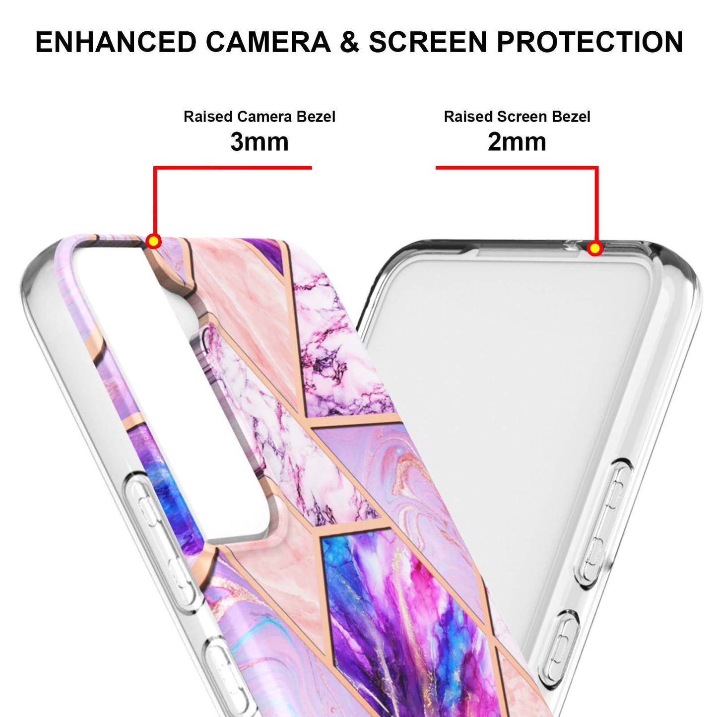 2.0mm Stylish Electroplating Soft TPU IMD Marble Protective Case for Samsung Galaxy S22 5G
