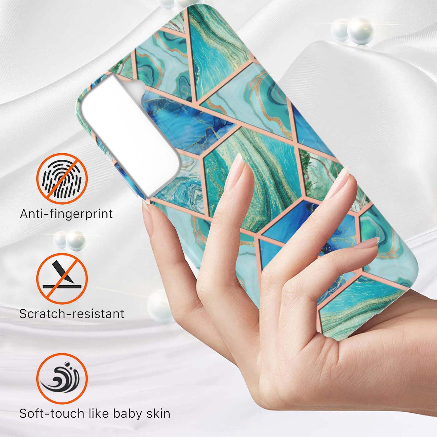 2.0mm Stylish Electroplating Soft TPU IMD Marble Protective Case for Samsung Galaxy S22 5G