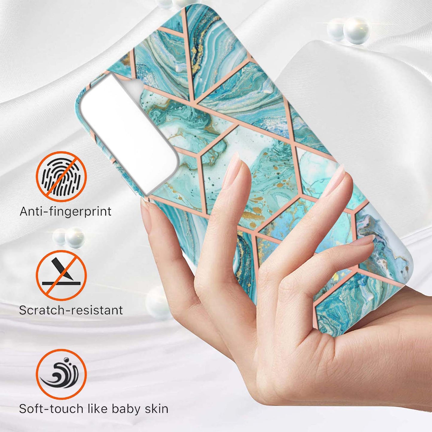 2.0mm Stylish Electroplating Soft TPU IMD Marble Protective Case for Samsung Galaxy S22 5G