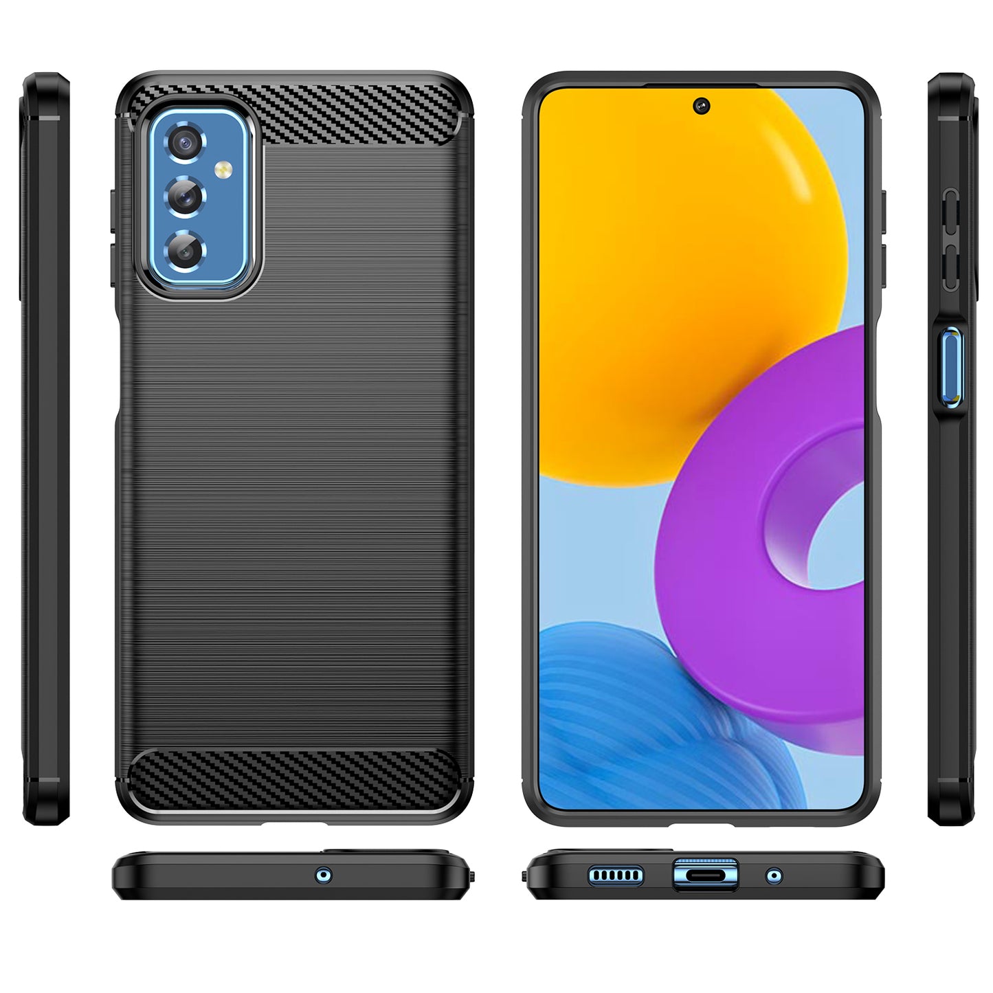 1.8mm Heat Dissipation TPU Case 1.8mm Brushed Surface Carbon Fiber Texture Phone Cover for Samsung Galaxy M52 5G