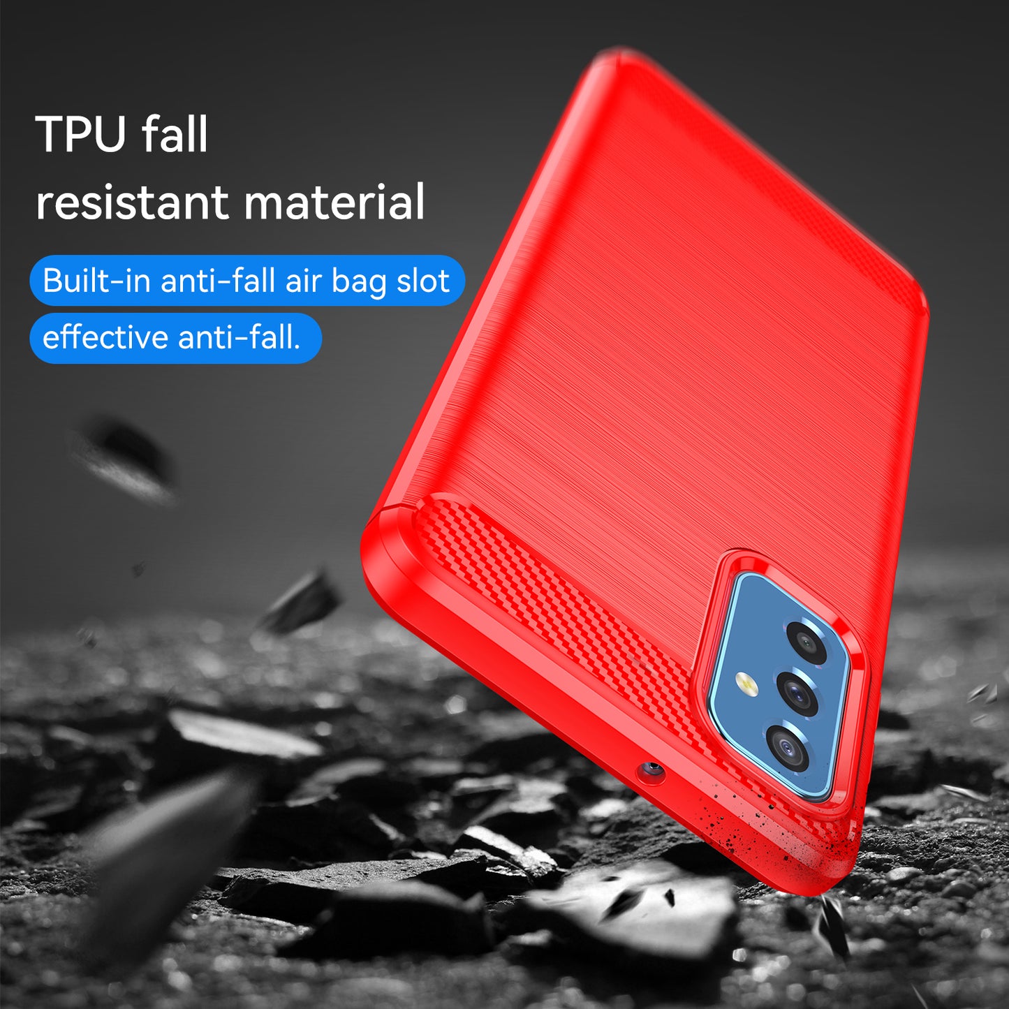 1.8mm Heat Dissipation TPU Case 1.8mm Brushed Surface Carbon Fiber Texture Phone Cover for Samsung Galaxy M52 5G