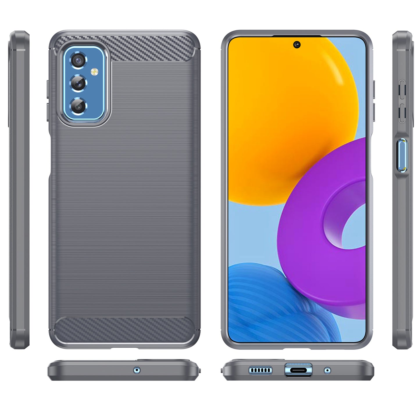 1.8mm Heat Dissipation TPU Case 1.8mm Brushed Surface Carbon Fiber Texture Phone Cover for Samsung Galaxy M52 5G