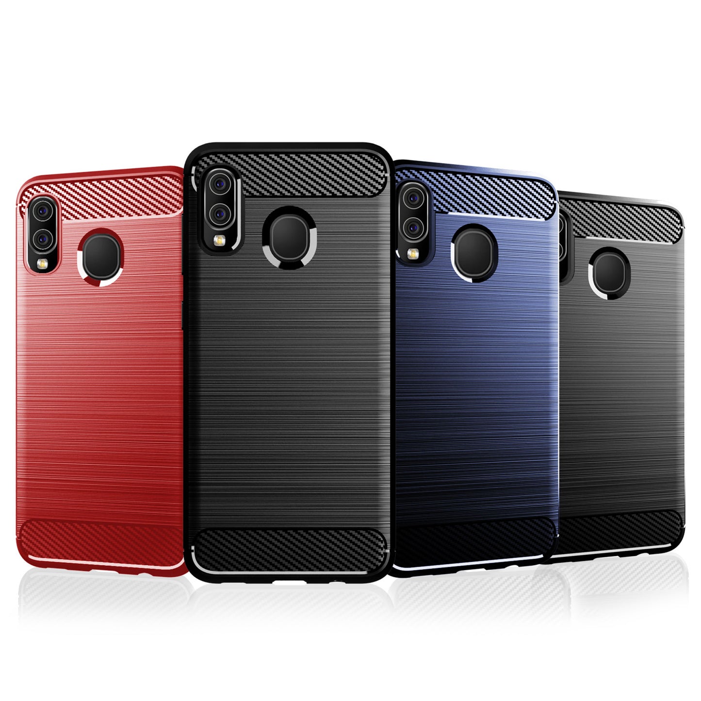 1.8mm Heat Dissipation TPU Case 1.8mm Thickness Drop-Proof Carbon Fiber Texture Fingerprint-Free Brushed Surface Phone Cover for Samsung Galaxy A20/A30/M10s