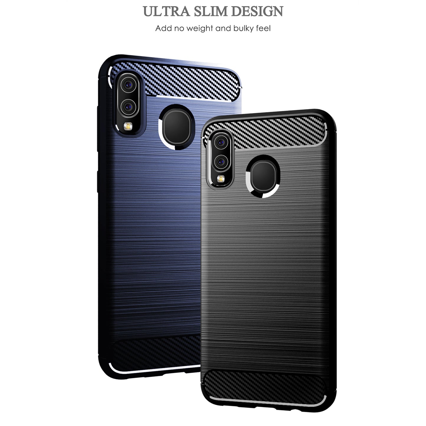 1.8mm Heat Dissipation TPU Case 1.8mm Thickness Drop-Proof Carbon Fiber Texture Fingerprint-Free Brushed Surface Phone Cover for Samsung Galaxy A20/A30/M10s