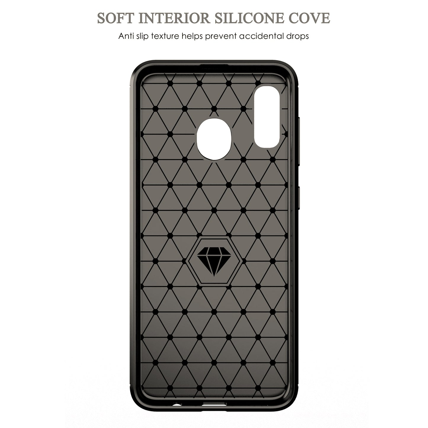 1.8mm Heat Dissipation TPU Case 1.8mm Thickness Drop-Proof Carbon Fiber Texture Fingerprint-Free Brushed Surface Phone Cover for Samsung Galaxy A20/A30/M10s