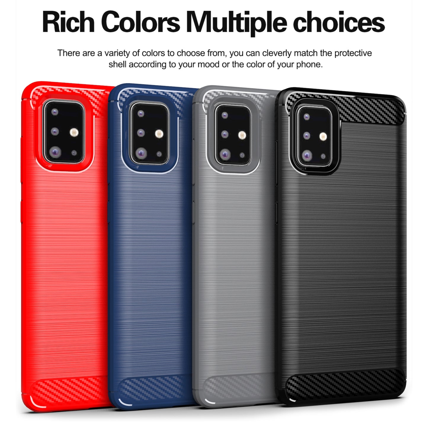 1.8mm eat Dissipation TPU Case Full Brushed Surface Coverage Carbon Fiber Texture Phone Cover for Samsung Galaxy A71 4G SM-A715